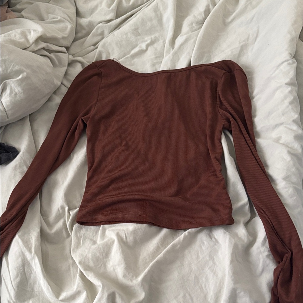 Elegant Brown Long Sleeve Top